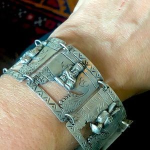 900 silver Ecuador vintage panels bracelet